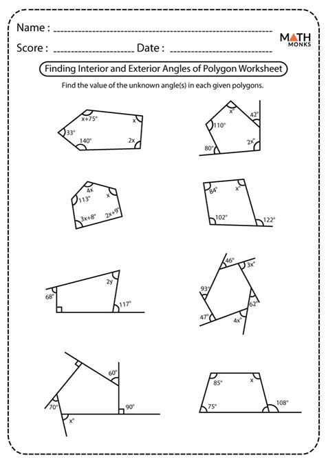 angles of polygon worksheet pdf